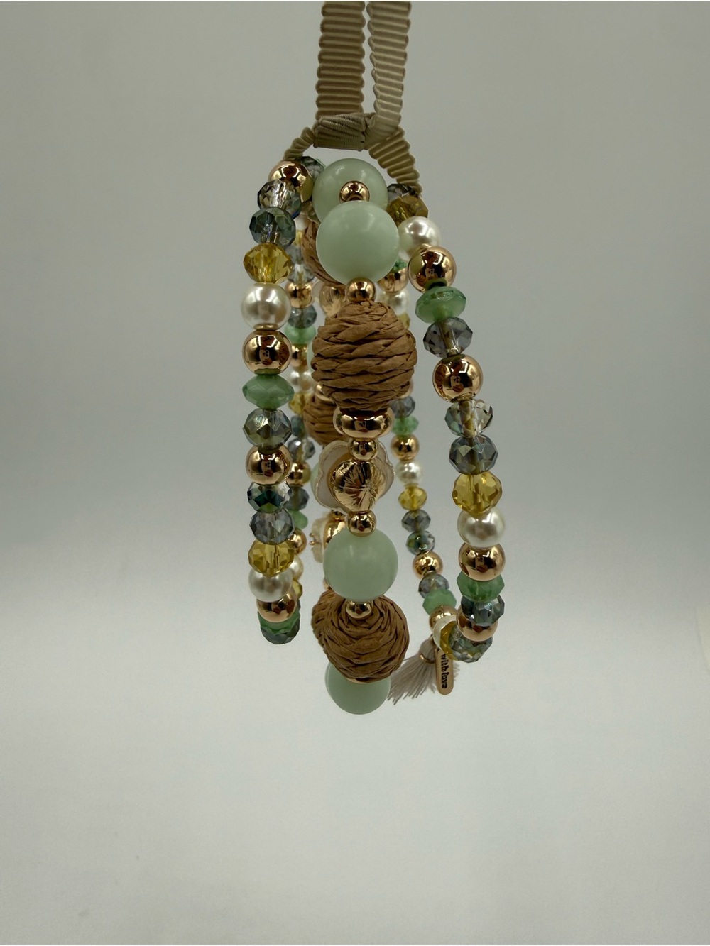 Lonna & Lilly Multi-Strand Beaded Bracelet Set Gold Tone Mint Green Pearl Tassel - Picture 17 of 17